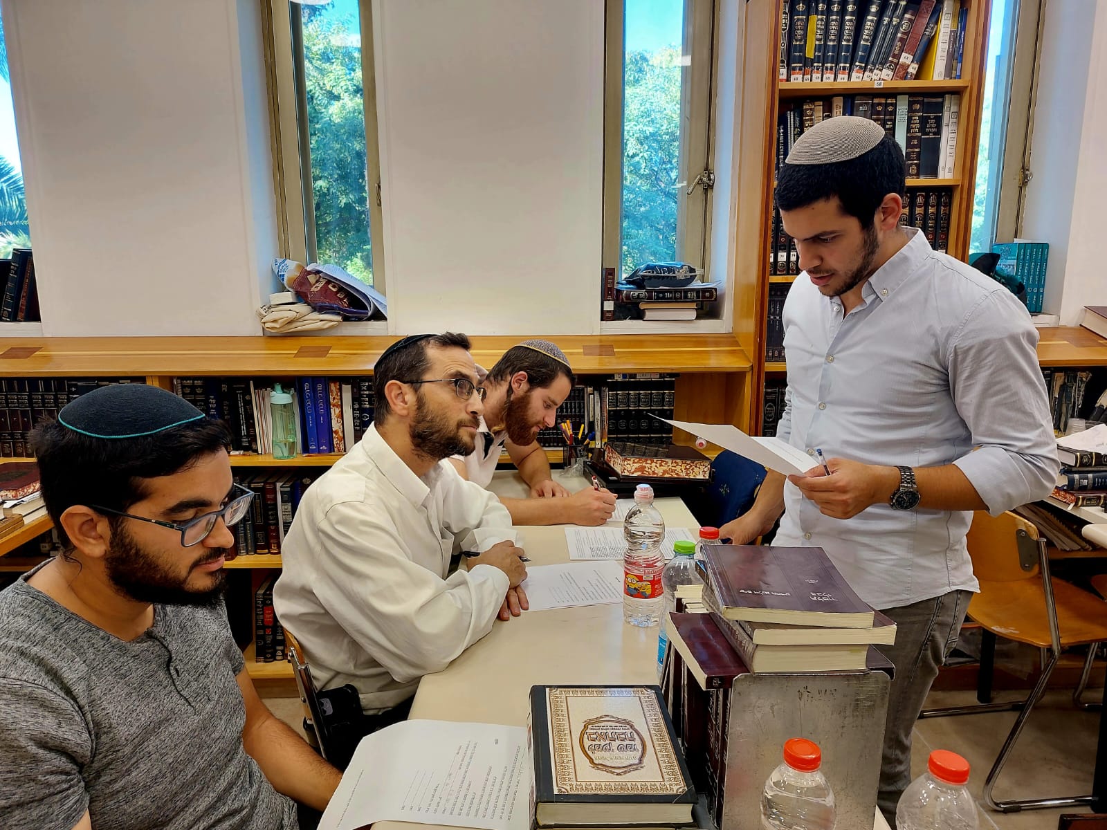 As Rosh Hashana approaches, the entire yeshiva gathered for Pruzbul writing in the Beit Midrash!